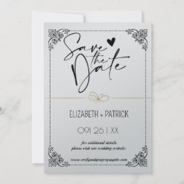 Elegant minimalism, ugglor i kärlek spara datum inbjudningar