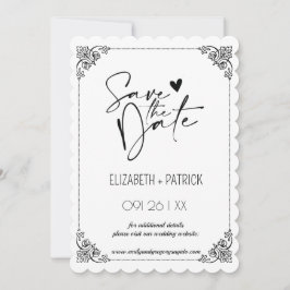 Elegant minimalism, ugglor i kärlek spara datum inbjudningar