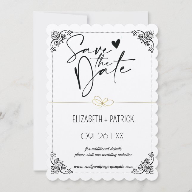 Elegant minimalism, ugglor i kärlek spara datum inbjudningar (Framsida)