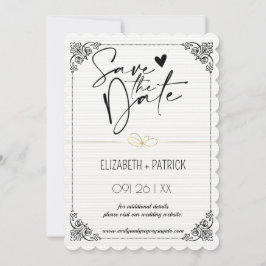 Elegant minimalism, ugglor i kärlek spara datum inbjudningar