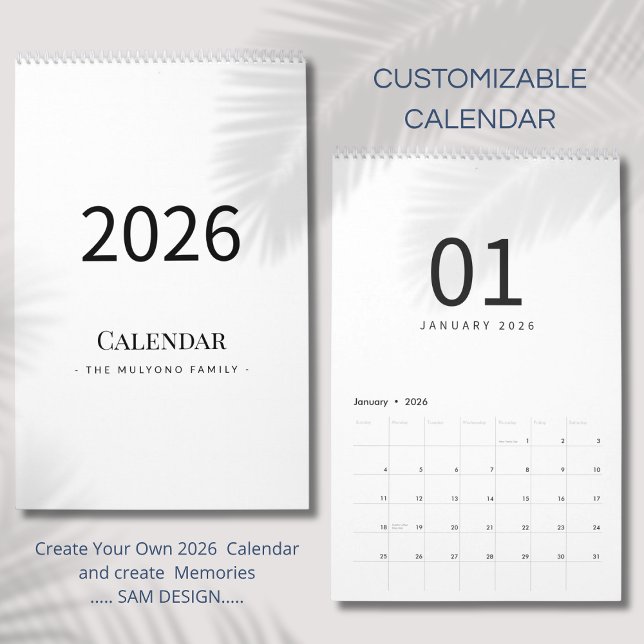 Elegant Minimalist 2026 Calendar Kalender (Skapare uppladdad)