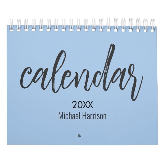 Elegant minimalist 2026-kalender – dammig blå  kalender (Omslag)