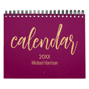 Elegant minimalist 2026-kalender – vin & guld kalender