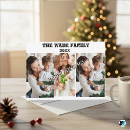 Elegant minimalist 4 fotokollage skript lycklig julkort