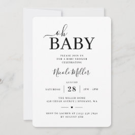 Elegant minimalist baby shower-fest inbjudningar
