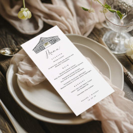 Elegant Minimalist Barn Bröllop Menu Meny