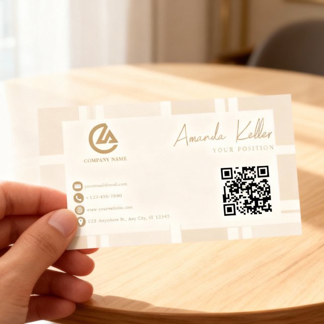 Elegant Minimalist Beige Business Card Visitkort (Skapare uppladdad)