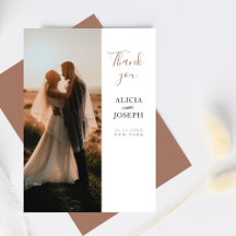 Elegant minimalist beige foto tackkort för bröllop