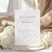 Elegant Minimalist Beige Monogram Bröllop
