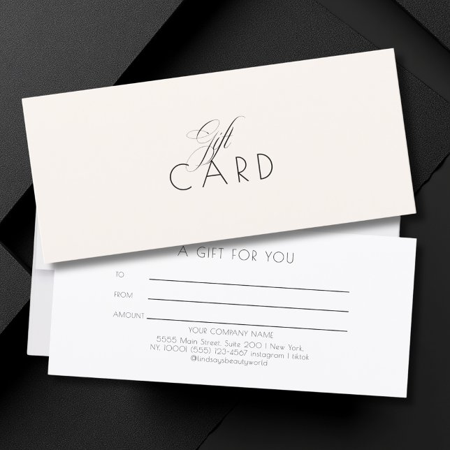 Elegant minimalist beige presentkort  (Elegant Minimalist Beige Business Gift Certificate)