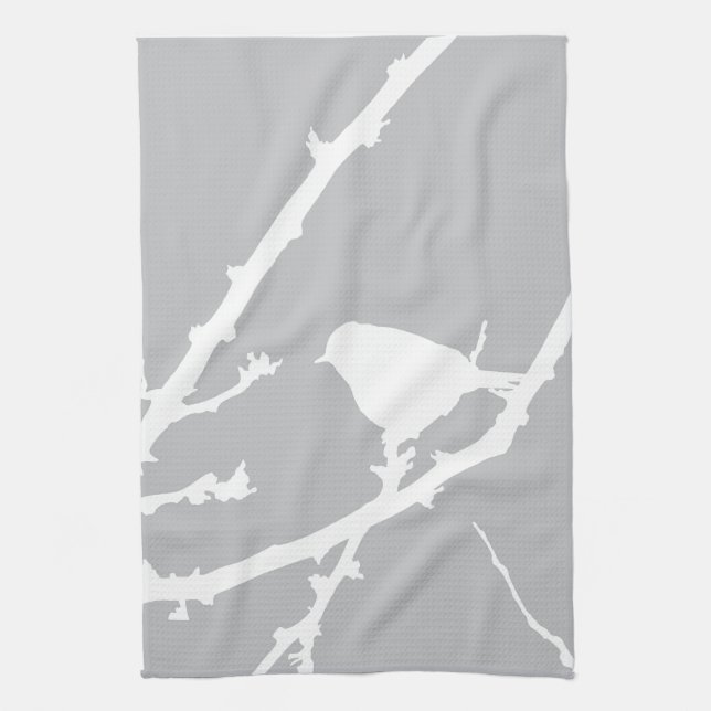 Elegant Minimalist Bird Silhouette Kökshandduk (Vertikal)