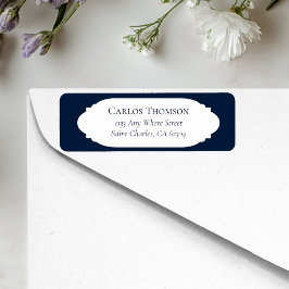 Elegant minimalist blå RSVP-adress Returadress Etikett