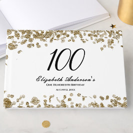 Elegant Minimalist Black and Gold 100th Birthday Gästböcker