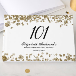 Elegant Minimalist Black and Gold 101st Birthday Gästböcker