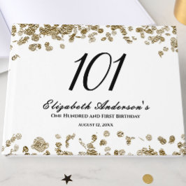 Elegant Minimalist Black and Gold 101st Birthday Gästböcker