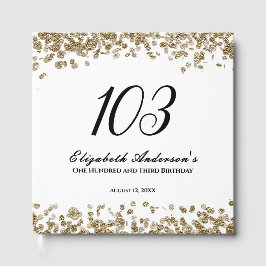 Elegant Minimalist Black and Gold 103rd Birthday Gästböcker
