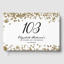 Elegant Minimalist Black and Gold 103rd Birthday Gästböcker