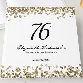 Elegant Minimalist Black and Gold 76th Birthday Gästböcker