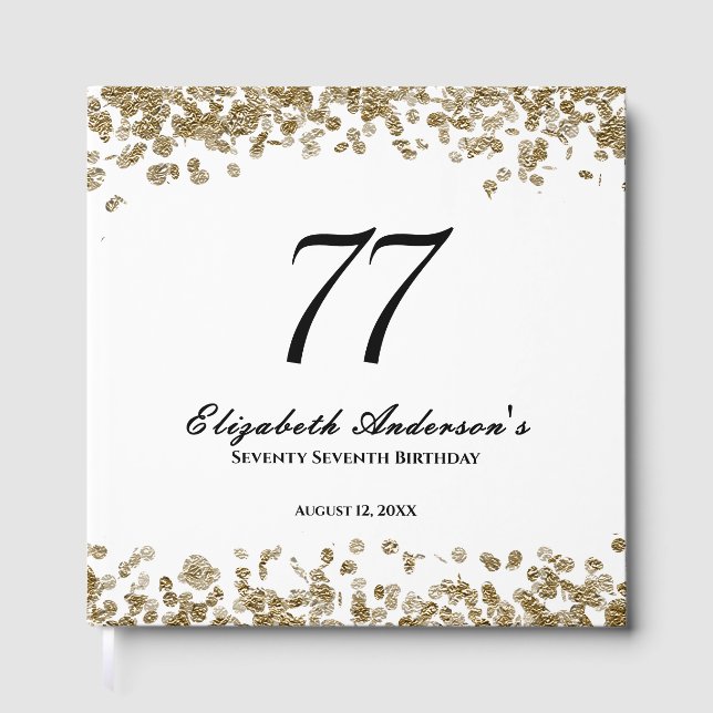 Elegant Minimalist Black and Gold 77th Birthday Gästböcker (Framsida)
