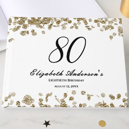 Elegant Minimalist Black and Gold 80th Birthday Gästböcker
