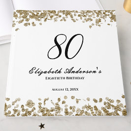 Elegant Minimalist Black and Gold 80th Birthday Gästböcker