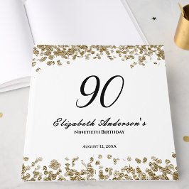 Elegant Minimalist Black and Gold 90th Birthday Gästböcker