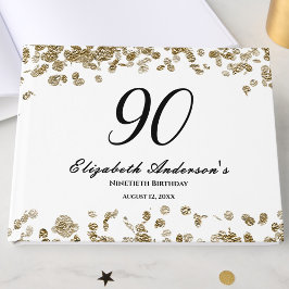 Elegant Minimalist Black and Gold 90th Birthday Gästböcker