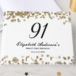 Elegant Minimalist Black and Gold 91st Birthday Gästböcker