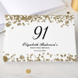 Elegant Minimalist Black and Gold 91st Birthday Gästböcker