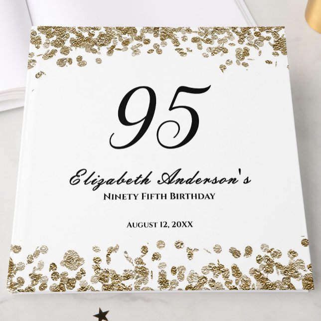 Elegant Minimalist Black and Gold 95th Birthday Gästböcker (Skapare uppladdad)