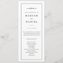 Elegant Minimalist Black and White Islamic Bröllop Program