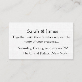 Elegant Minimalist Black and White Wedding Invitat Placeringskort