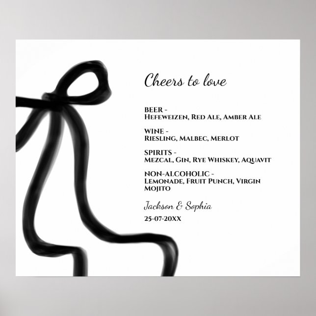 Elegant Minimalist Black Bow Simple Elegant Menu S Poster (Framsidan)