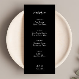 Elegant Minimalist Black Bröllop Meny
