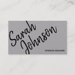 Elegant Minimalist Black Calligraphy Grått Kraft Visitkort