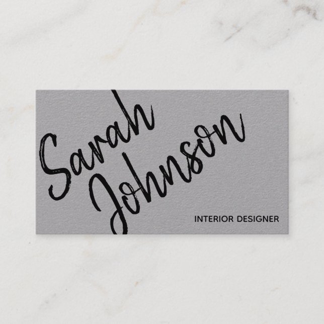 Elegant Minimalist Black Calligraphy Grått Kraft Visitkort (Framsida)
