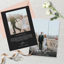 Elegant Minimalist Black Calligraphy Photo  Tack Kort