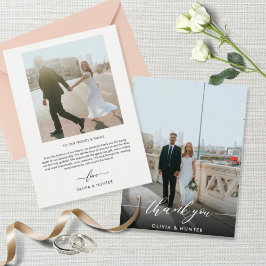 Elegant Minimalist Black Calligraphy Photo Tack Kort