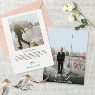 Elegant Minimalist Black Calligraphy Photo Tack Kort