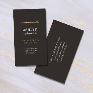 Elegant Minimalist Black Faux Guld Hairdresser Visitkort