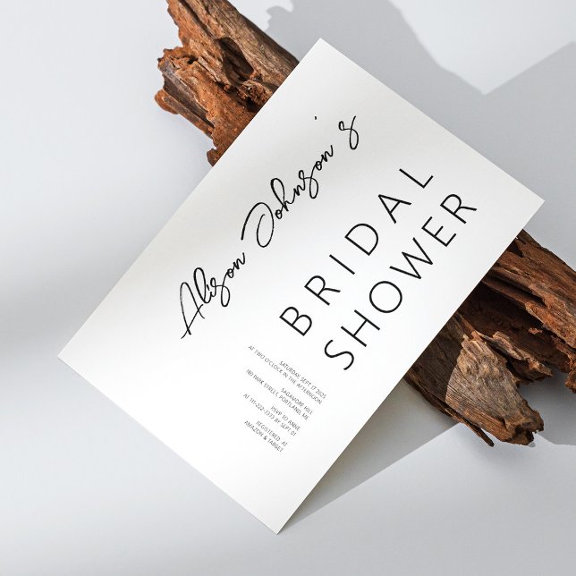 Elegant Minimalist Black Inbjudningskort för möhip (Personalized Elegant Minimalist Black Bridal Shower Invitation)