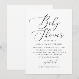 Elegant Minimalist Black & White Baby Shower Inbjudningar