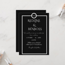Elegant Minimalist  Black & White Wedding  Inbjudningar