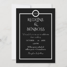 Elegant Minimalist  Black & White Wedding  Invitat Inbjudningar