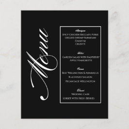 Elegant Minimalist Black & White Wedding Menu Flygblad