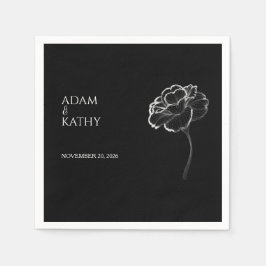 Elegant Minimalist Black White Wedding Napkins Pappersservett