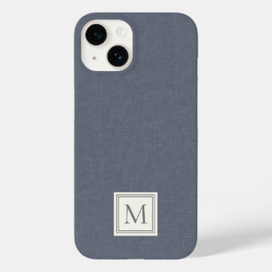 Elegant minimalist blågrå falsk linne monogram