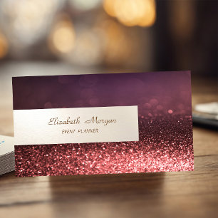 Elegant Minimalist, Blank, Enkel Glitter Bokeh Visitkort