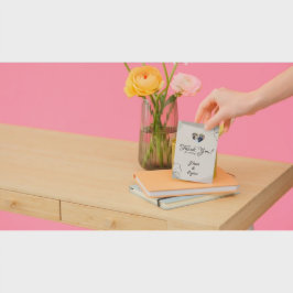 Elegant minimalist blomma med foto tack kort