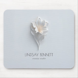 Elegant minimalist blomster vit blå musmatta